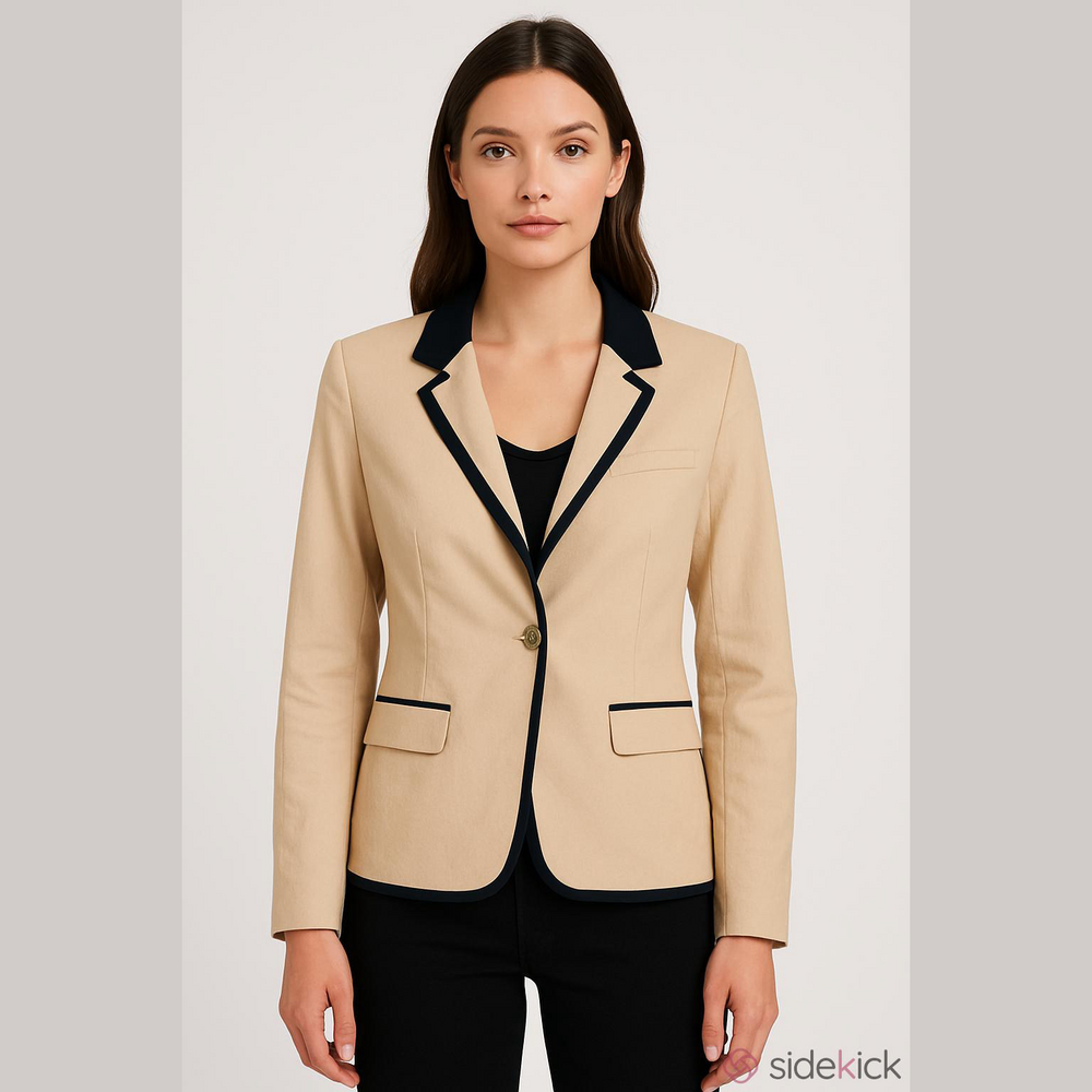 Anne Klein Cream Blazer with Black Contrast Trim NWOT